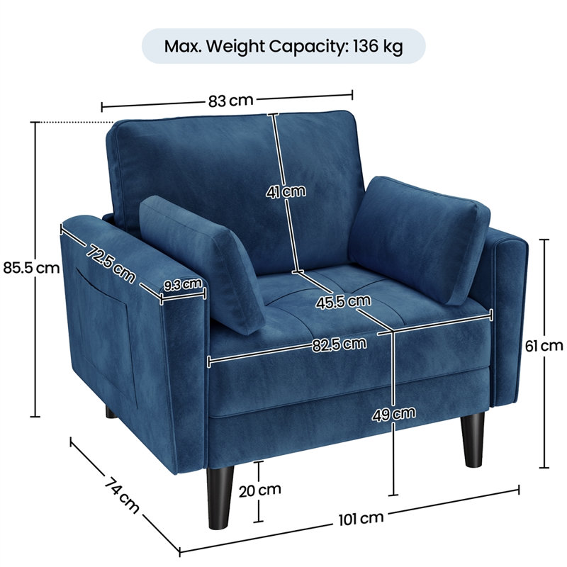 Upholstered Accent Chair, Blue
