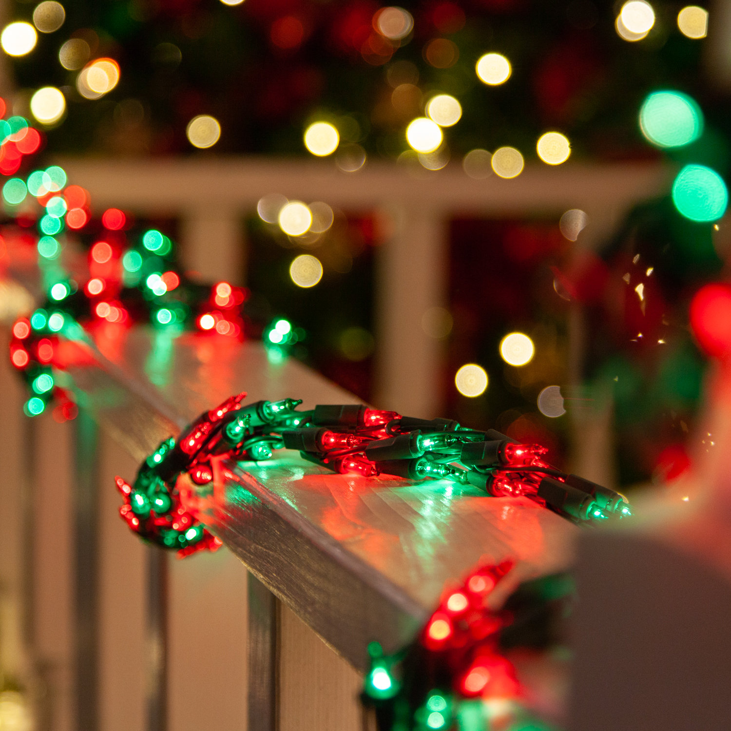 300-Light Garland Glass String Lights, Red and Green