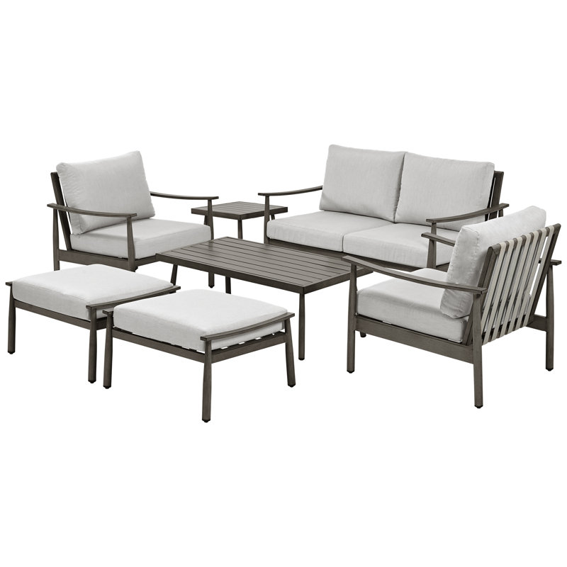 Mariene 4 - Person Patio Conversation Set with Cushions, Gray, Gray