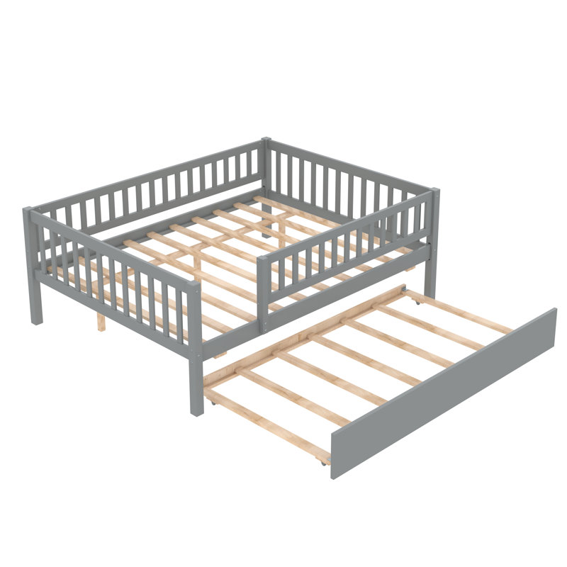 Full Size Wood Daybed with Trundle, Gray