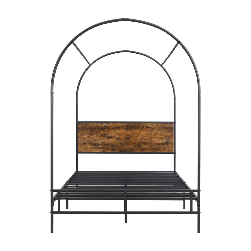 Metal Canopy Bed Industrial Style, Double (4'6)