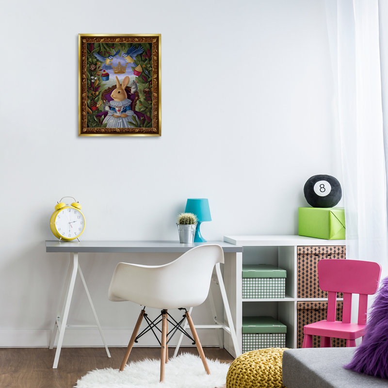 «Classic Rabbit Tea Party», art mural sur toile flottant gris par Gina Matarazzo, Doré, H 21 po x l 17 po