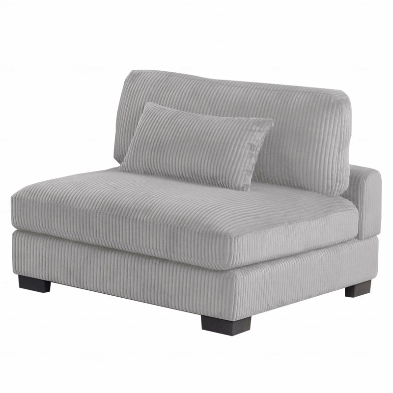 Chaise sans accoudoirs rembourrée en tissu de style moderne avec structure en bois, Gris