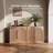 65" Sideboard with Double-Arc Wood Doors and Adjustable Shelves, Camel-297333899