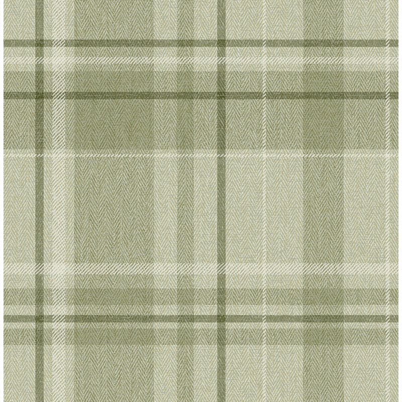 Papier peint à chevrons écossais Harris, Vert
