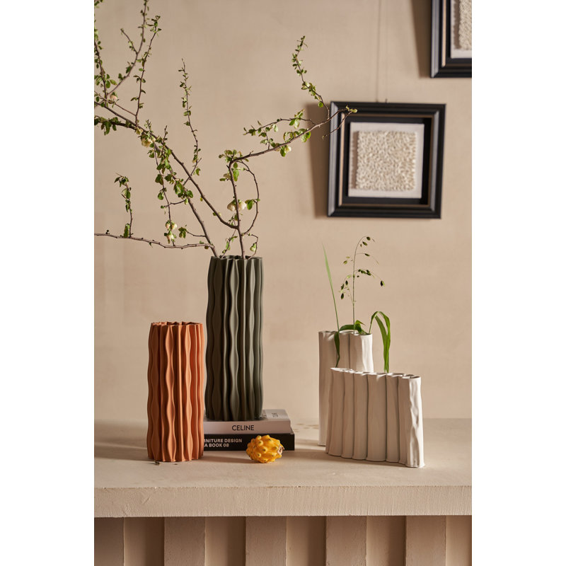Ceramic Vase, 13" H x 5" W x 5" D, Orange