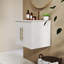 Ensemble de meuble-lavabo mural 24 po avec lavabo, portes doubles, charnières à fermeture en douceur, cuve en céramique, assemblage facile, poignée longue en métal, espace de rangement-121897188