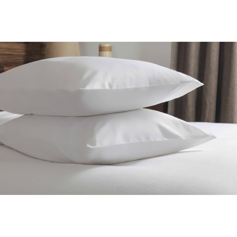 Plain Dye Brushed Cotton Flannelette Flannel Pillowcase - Set of 2, White