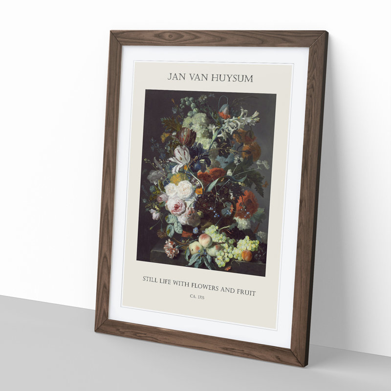 Still Life with Flowers and Fruit Vol.2 1 Piece Single Picture Frame Wall Art, 48cm H x 36cm W x 2cm D, Walnut Framed