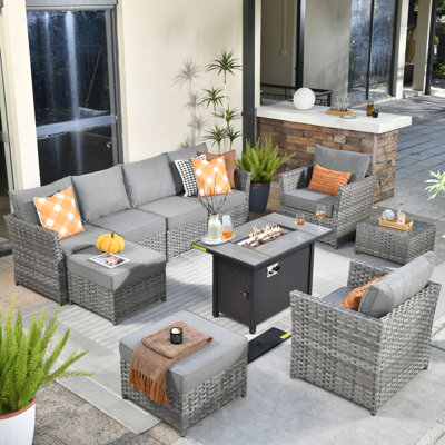 Belby Premium All-Weather Wicker 8 - Person Modular Patio Conversation Sets with Cushions