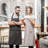 2 Pack Adjustable Bib Apron With 2 Pockets Chef Cooking,Black/Brown Stripes