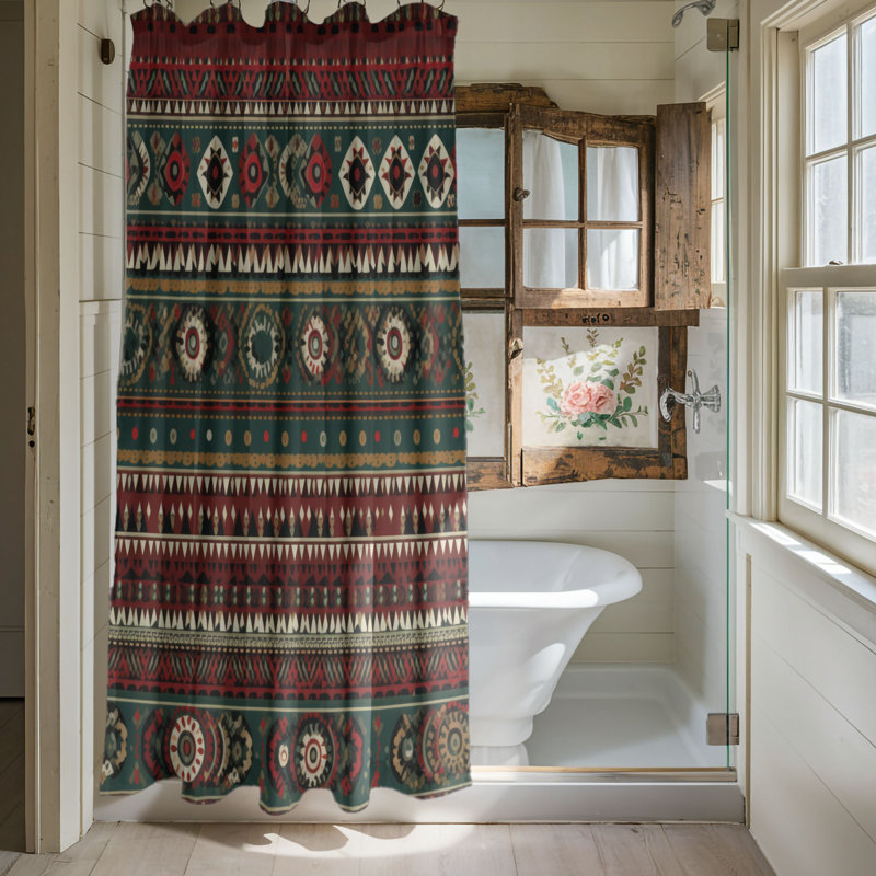 Boho Weaves - Rideau de douche Premium, H 74 po x l 71 po