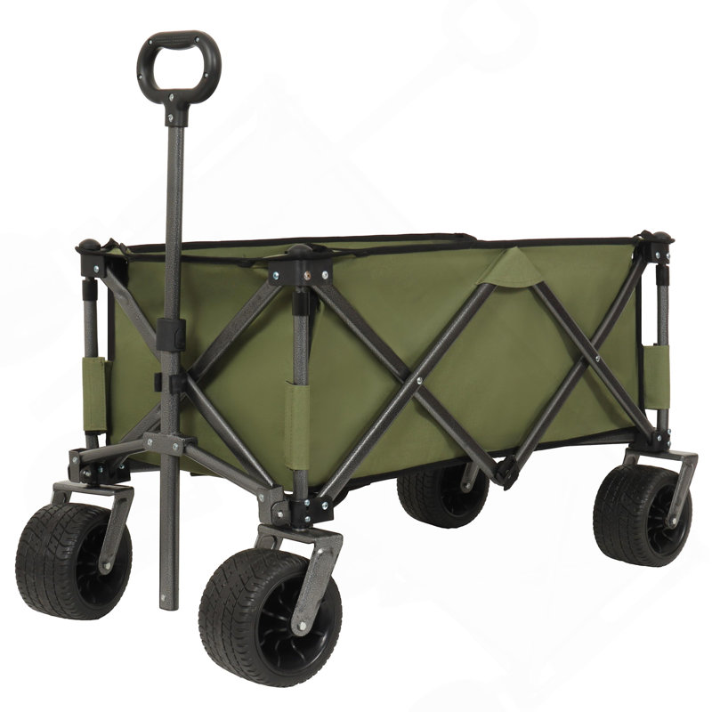 Utilitaire utilitaire de jardin pliable couleur chariot de camping pique-nique extérieur chariot de plage, vert, Vert