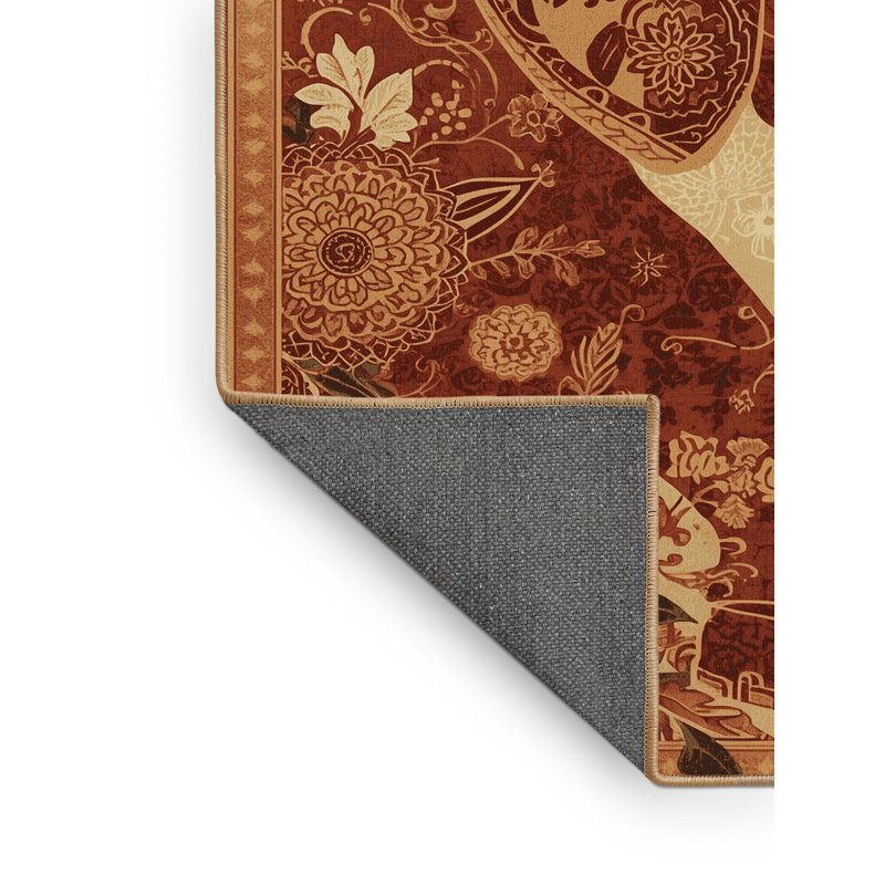 Tapis oriental moelleux et doux à motif d'éléphants en brun - reliure brun clair, 5 x 7