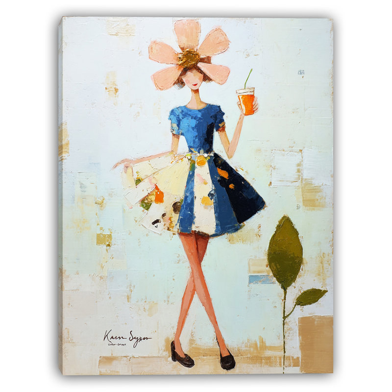 «Blooming Hat Lady with Drink», art mural sur toile