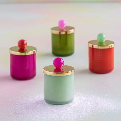Candle Couturier, Holiday, Sm, 4 Asst, Lidded Scented Candle, Gift Box, Glass/Metal, 12oz, 5.5"
