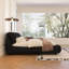 Grand lit plateforme luxueux, tapissier en noir, tête de lit surdimensionnée, convenant à différents styles de matelas Structure en bois massif à coussin souple, choix multiples