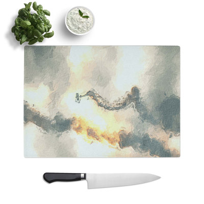 Tempered Glass Aerobatics in the Clouds Chopping Board
