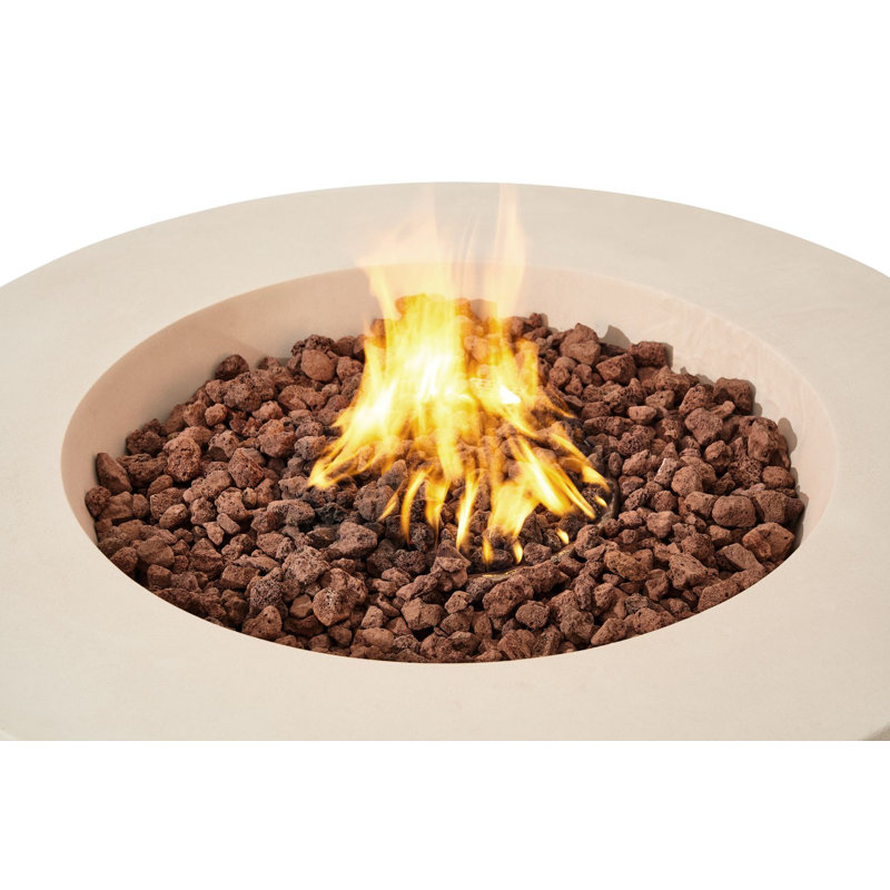 Table de feu en béton 42 po Lunar Bowl - Blanc crème givré, Natural Gas