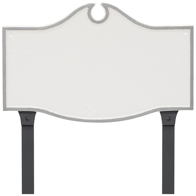 Plaque d'adresse coloniale à deux lignes avec piquets de pelouse, Chocolat / Argent, Oui