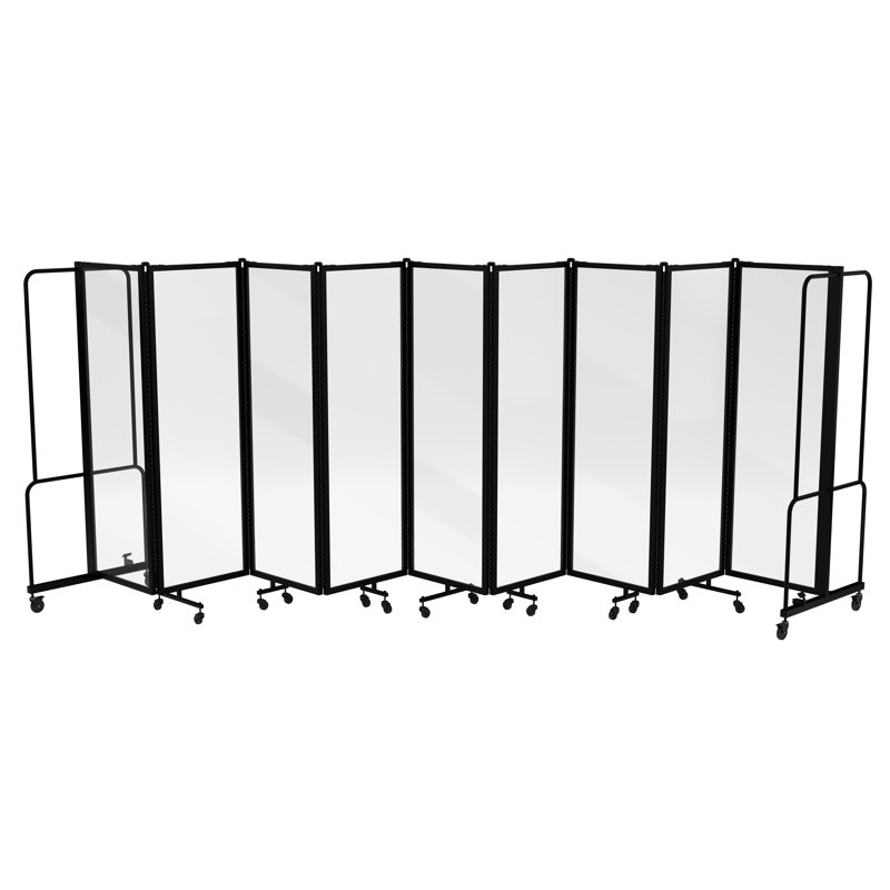 Paravent mobile de qualité supérieure en acrylique transparent Otis, cadre noir, H 72 po x l 210 po x P 0,2 po