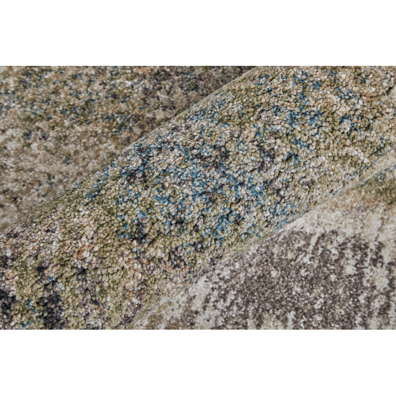 Templas moderne abstrait, gris / taupe / ivoire, Tapis de couloir 2 pi 6 po x 7 pi 3 po