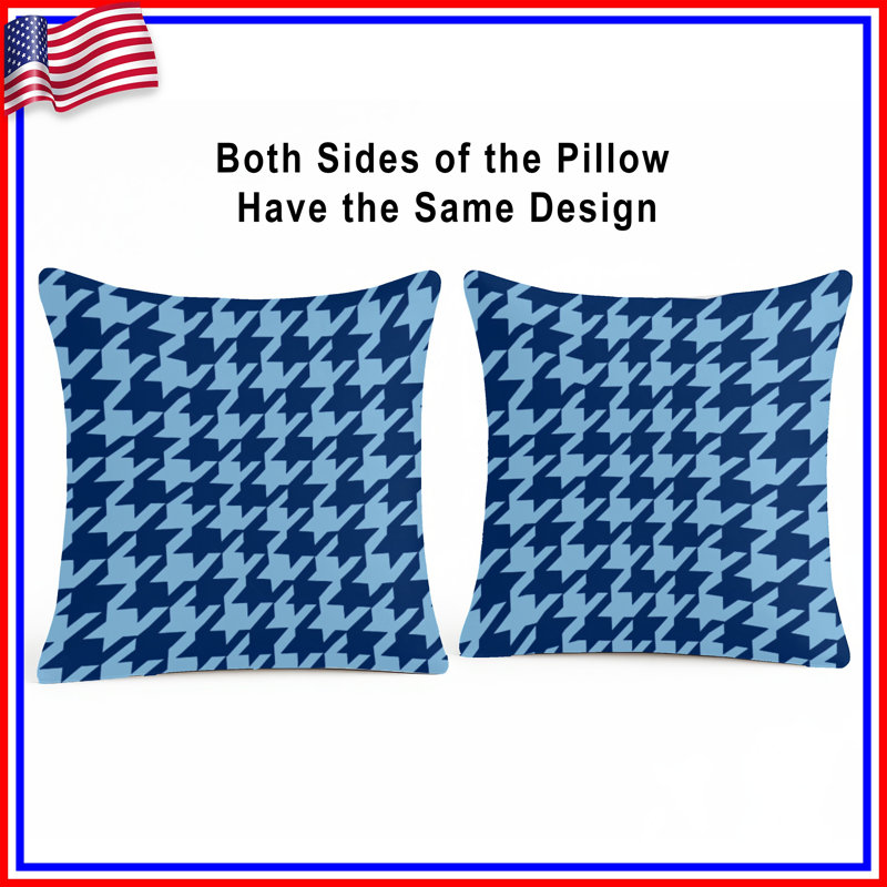 Blue Houndstooth Pattern Double Sided Throw Pillows, 18 x 18 inches