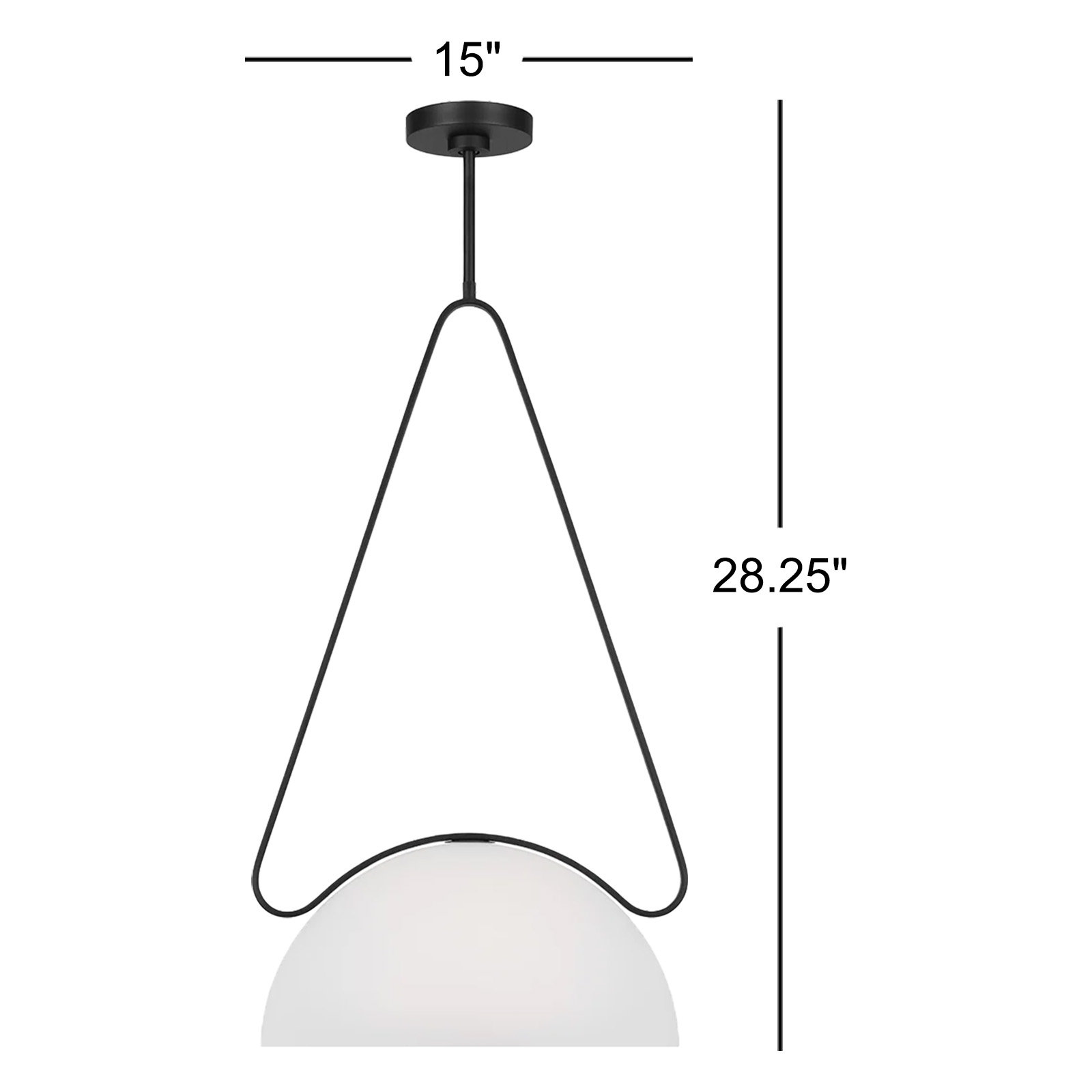 Romaine Single Light Glass Dimmable Pendant, 28.25" H x 15" W x15.75" D