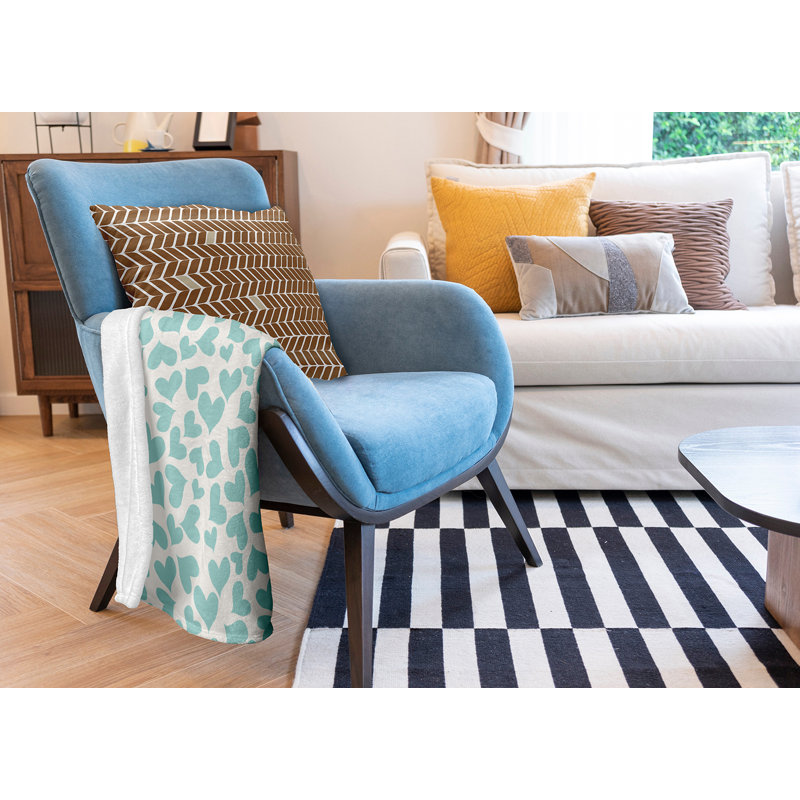 Jeté Saint-Valentin, L 30 po x L 39,75 po, Motif ondulé / bleu