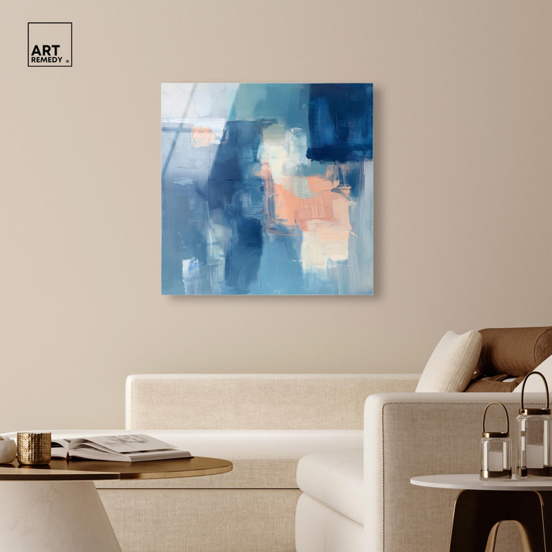 Art abstrait bleu Whispering Blue II par Art Remedy, prêt à être accroché, H 40 po x l 40 po