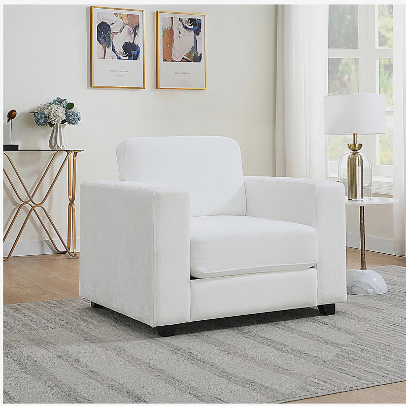 Fauteuil de bureau Mid-Century en chenille avec accoudoirs inclinés, mousse élastique à haute densité de 7 pouces, coussin en mousse viscoélastique à long terme, convient aux dortoirs