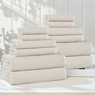 Ensemble de serviettes à séchage rapide en mélange de coton côtelé en diagonale
