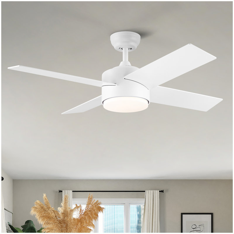 Ventilateur de plafond à DEL intégré 44 po avec pales en ABS blanc