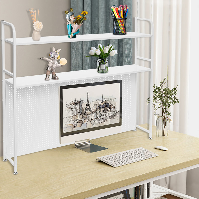 2-Tier Metal Desktop Storage Rack, White