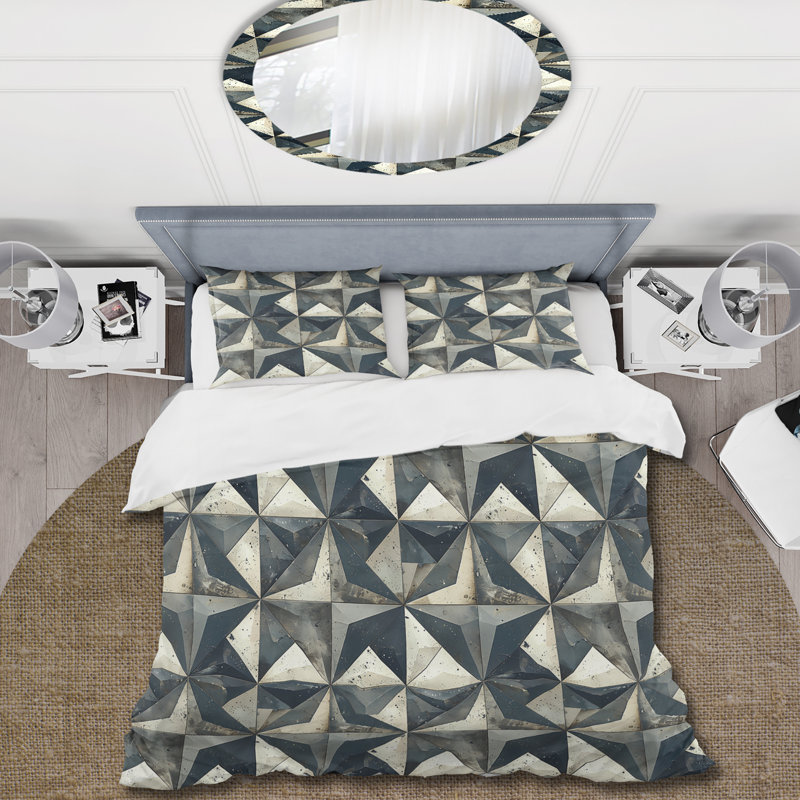 Ensemble de housse de couette gris anthracite Midcentury Stars I - Midcentury
