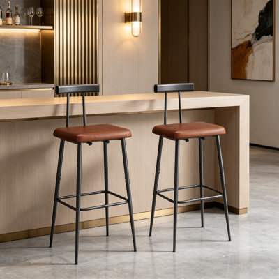 Bar Stools Set Of 2, Tall Bar Stools With Backrest And Footrest, Counter Height Bar Chairs, For Kitchen Dining Room Bar Cafe