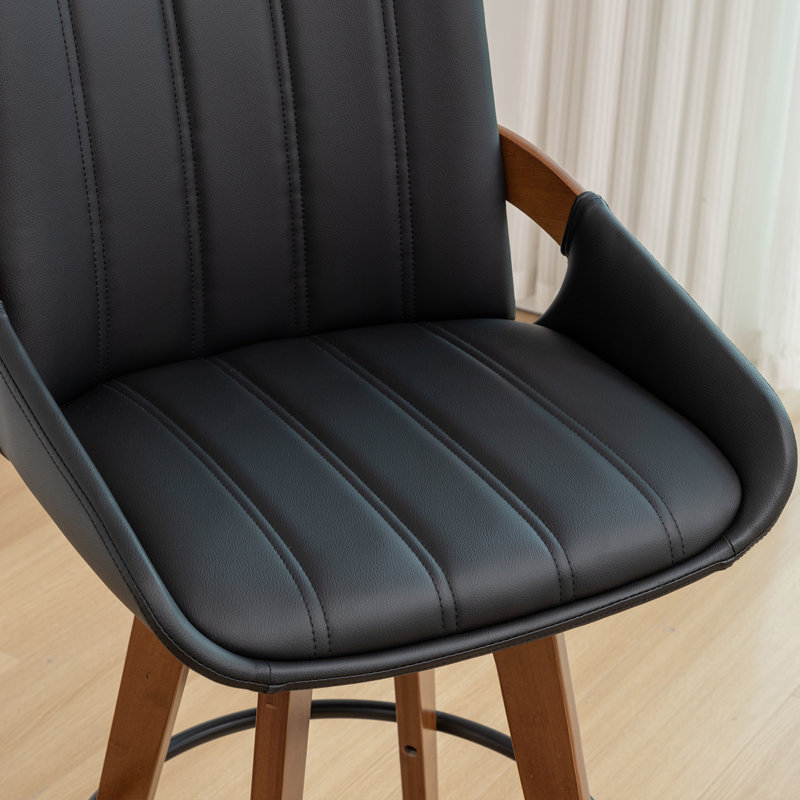 Yes Upholstered Faux Leather Bar Stool, Black, 4, Bar Stool (74.9cm Seat Height)