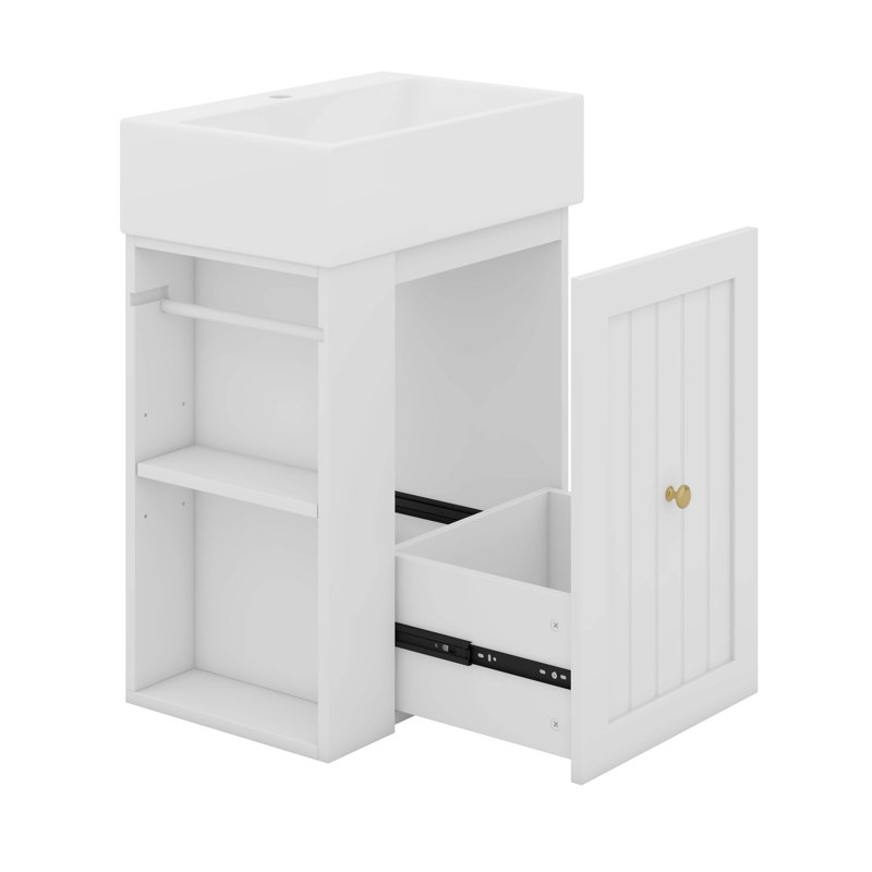 Petit meuble-lavabo flottant étroit avec tiroir 20 po avec lavabo 20 po