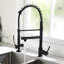 Robinet de cuisine rétractable noir et nickel - poignée simple, alimentation en eau froide chaude, teinture, nickel commercial moderne, eau chaude, évier robuste