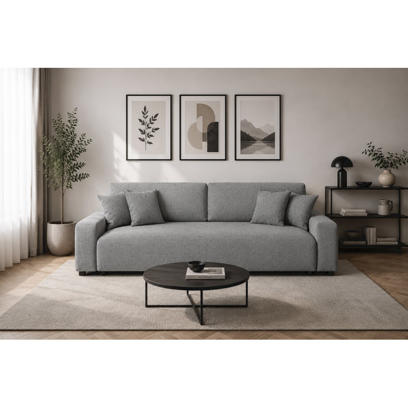 4 Seater Sofa Bed, Light Grey