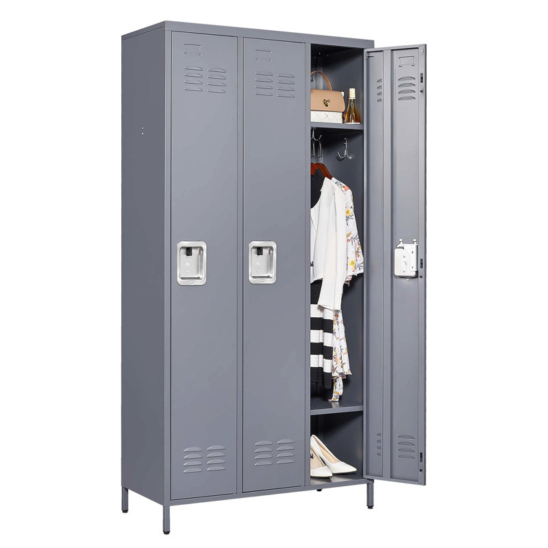 3 Door 72"H Metal Lockers With Lock For Employees,Storage Locker Cabinet For Home Gym Office School Garage,