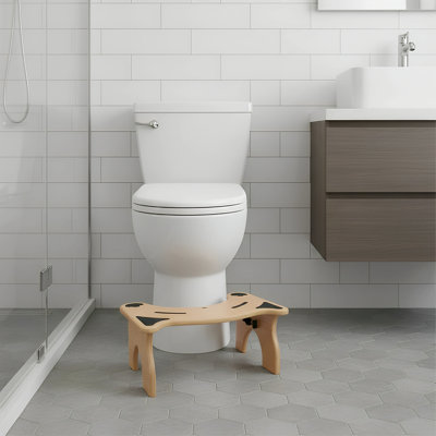 Cat Shaped Toilet Stool 7 Inch Height Foldable Bamboo - Adult Ergonomic Squat Stool For Colon Relief, Anti-Slip Bathroom Footstool