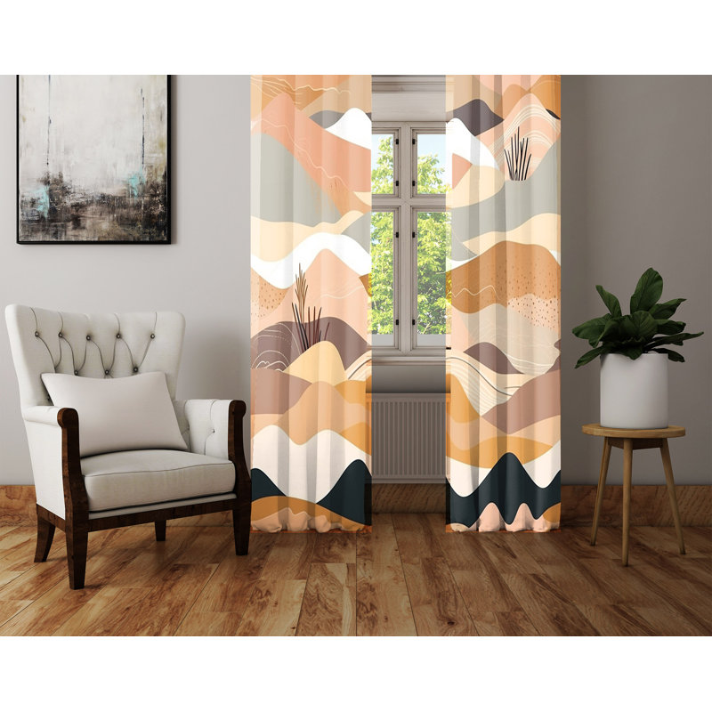 Paire de rideaux semi-transparents en polyester Beuna, L 56 po x L 78 po