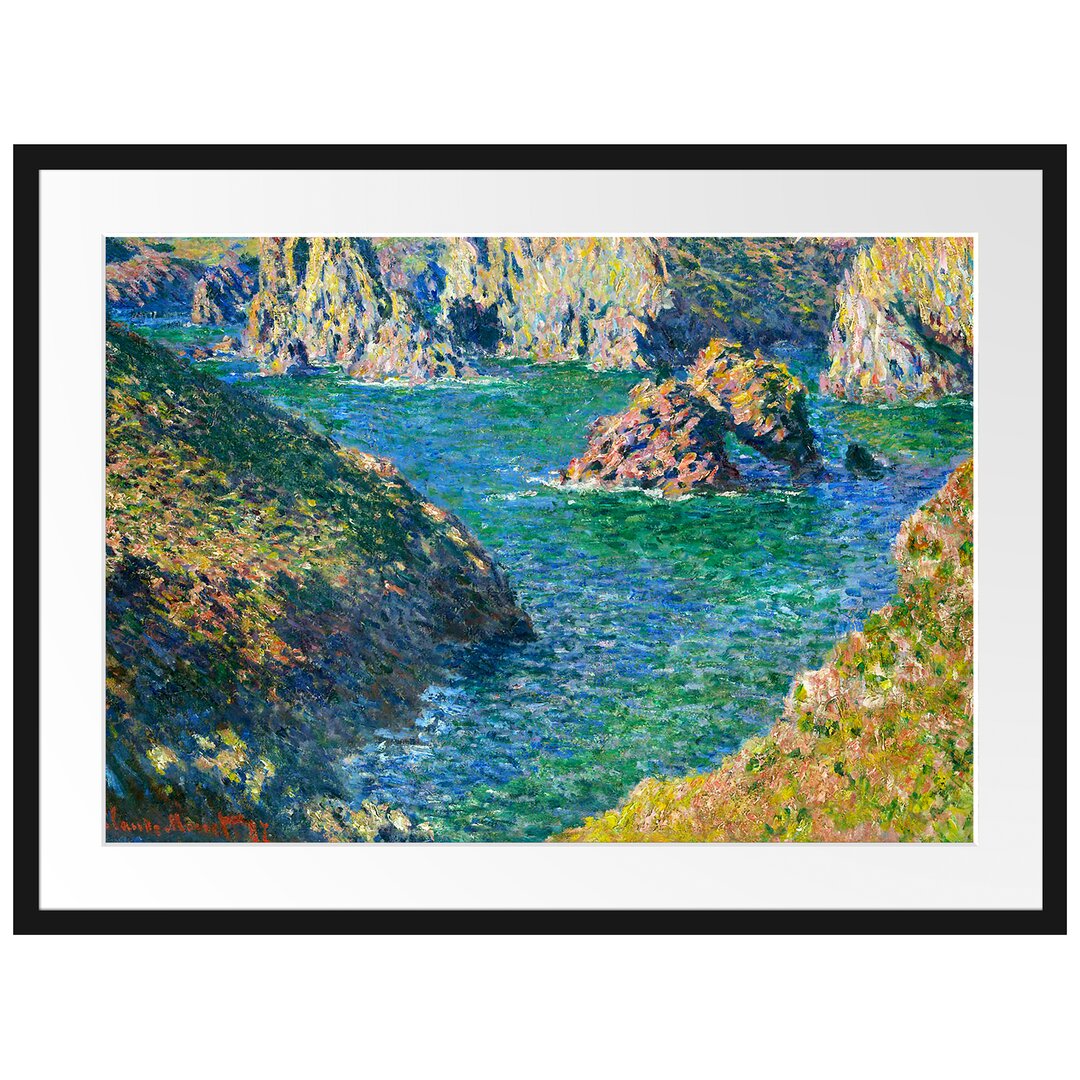 Claude Monet - Port Donnant Belle Ile  - Im Bilderrahmen Mit Galerie-Passepartout