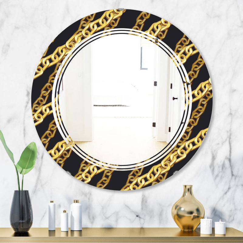Miroir mural glam sans cadre triple c zigzag chain, H 31,5 po x l po