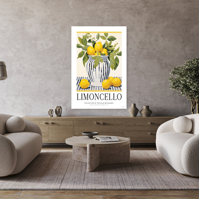Limoncello, art abstrait de fruits contemporain, H 48 po x l 32 po