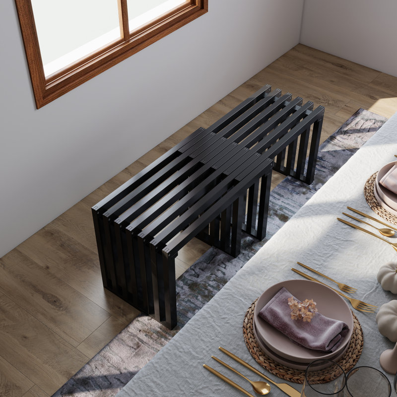 Banc de salle à manger extensible en bambou, H 17,7 po x l 47,24 po x P 13,78 po, Noir