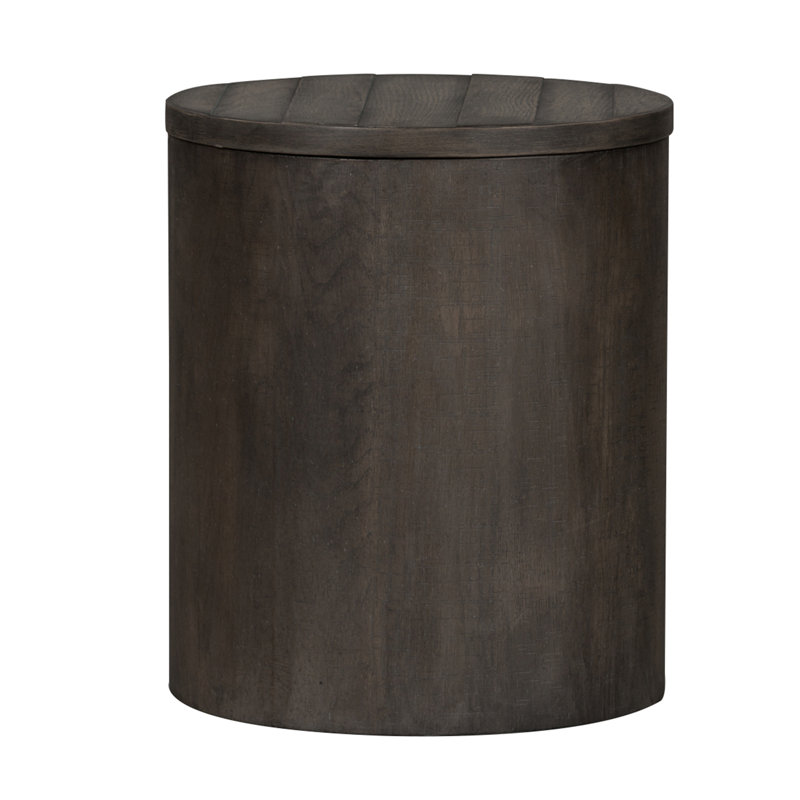 Table de bout Bettee Drum avec rangement - Gris, Gris