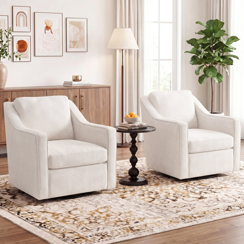 Upholstered Swivel Accent Chair, Beige