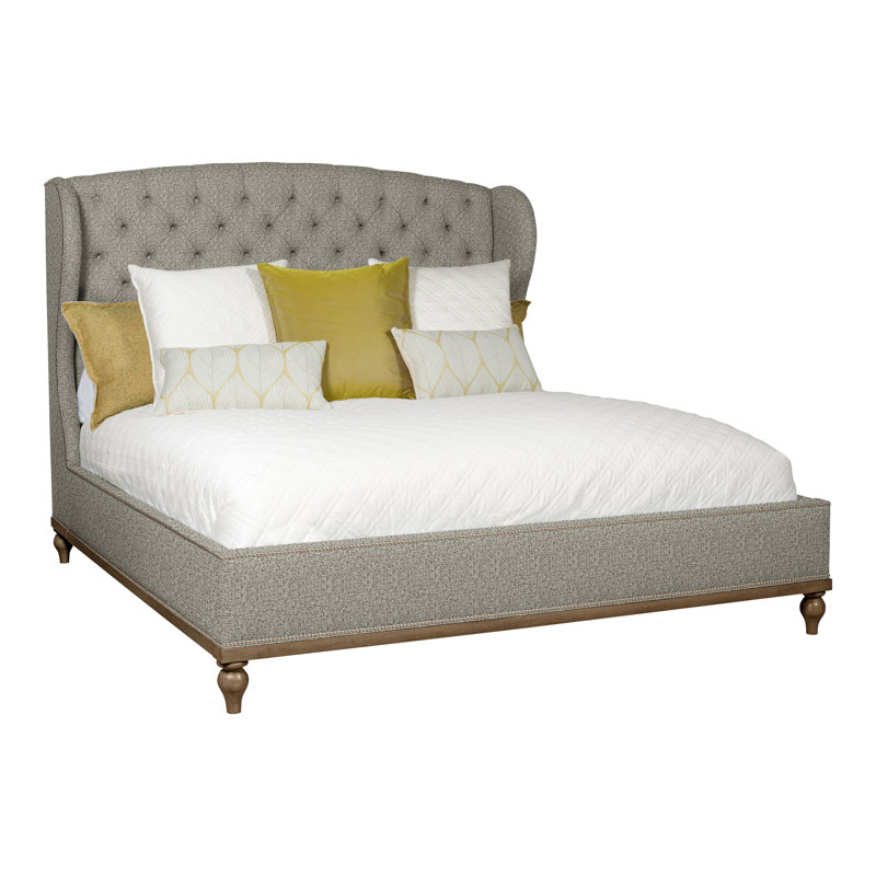 Emma Upholstered Wingback Bed, Tuck Graphite, Yes, Wrenn